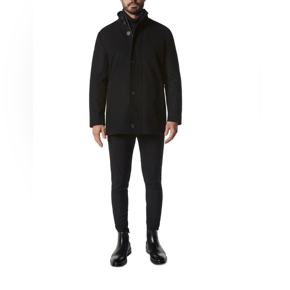 Andrew Marc Men's Black Wool Blent Car Coat - Picture 2 of 16